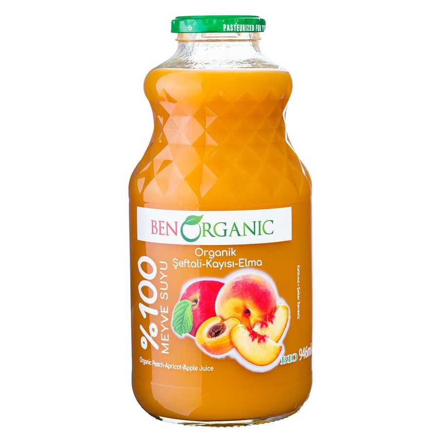 Ben Organic Şeftali-Kayısı-Elma %100 Meyve Suyu
